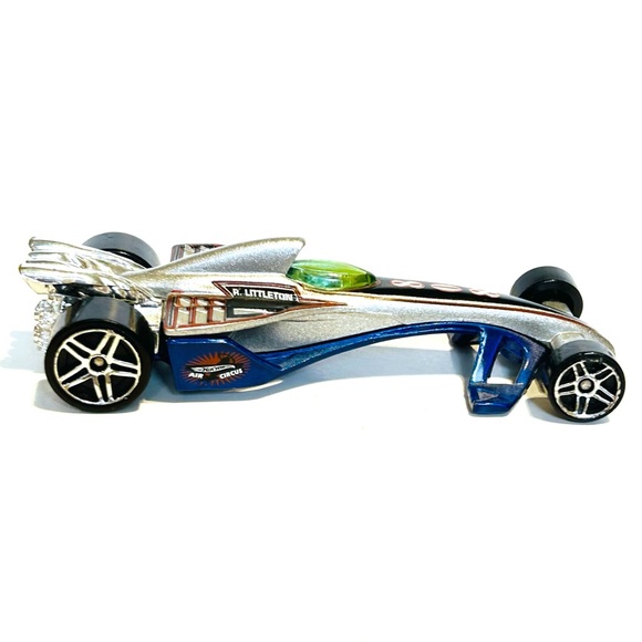 Vintage 2000 Hot Wheels Die Cast Race Cars Greased Lightnin Jet Threat Blue Red - Picture 4 of 16